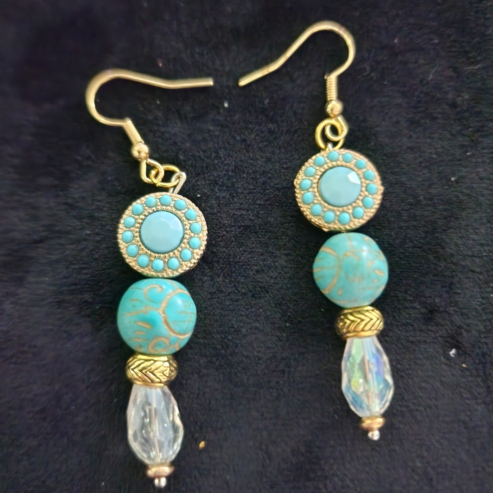 Elegant Turquoise and Gold Dangle Earrings
